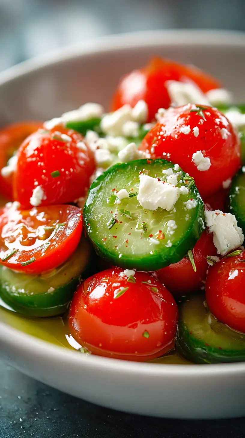 Step-by-step preparation of Simple Side Salad with Feta & Tomatoes (side salad with feta and tomatoes)