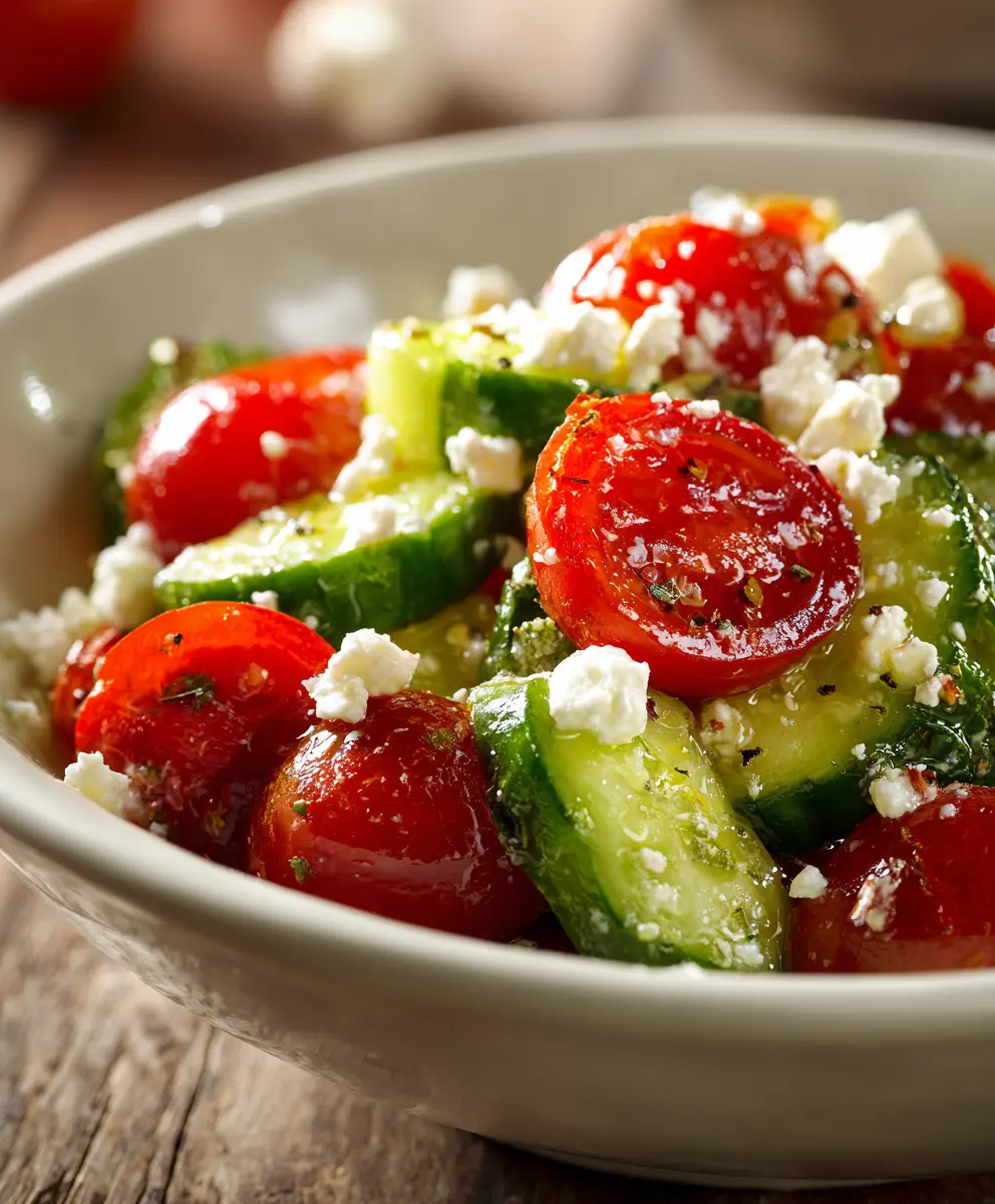 Simple Side Salad with Feta & Tomatoes — homemade side salad with feta and tomatoes recipe