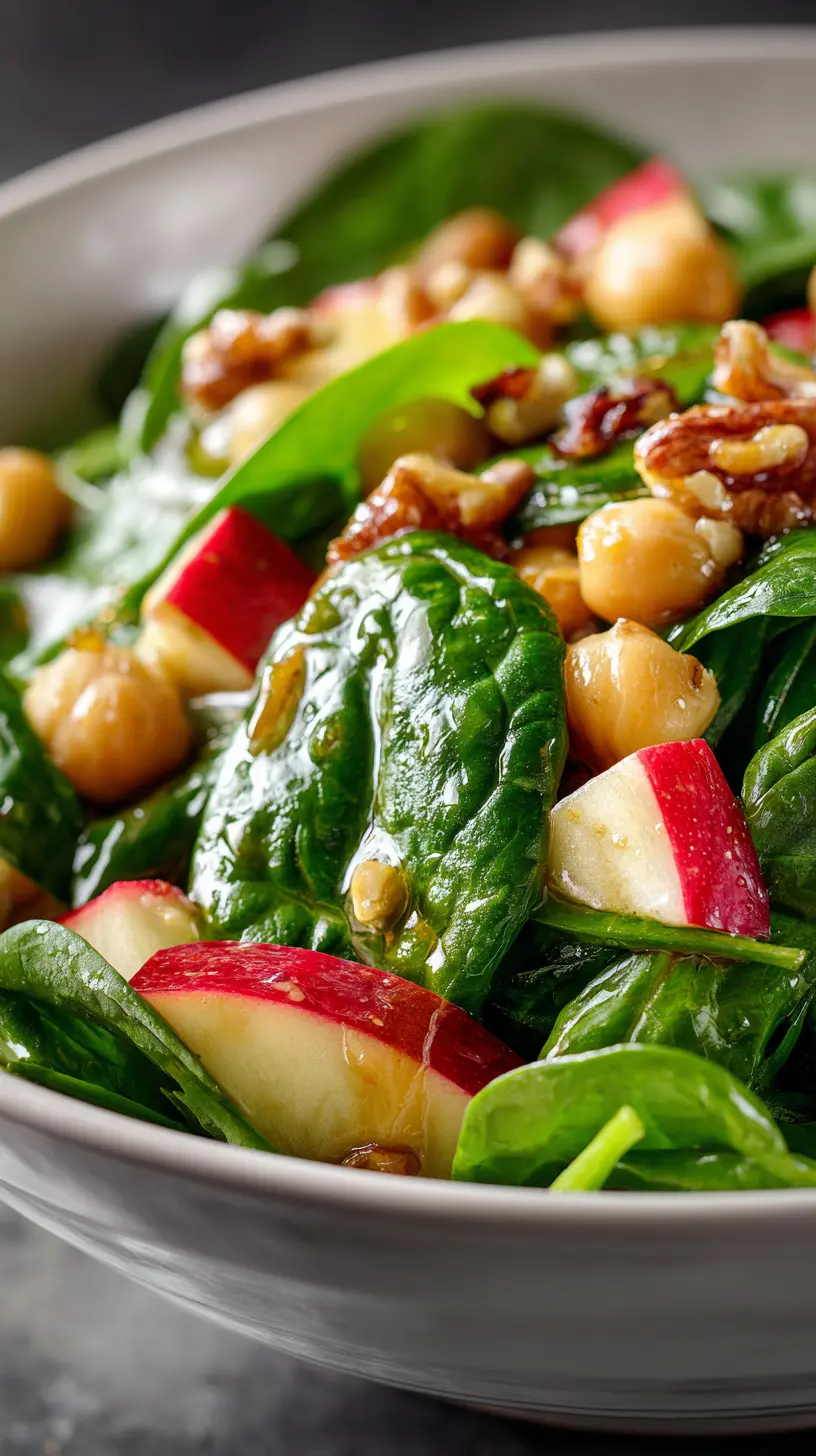 Step-by-step preparation of Spinach Apple Chickpea Salad (Vegan Meal Prep) (Spinach Apple Chickpea Salad)