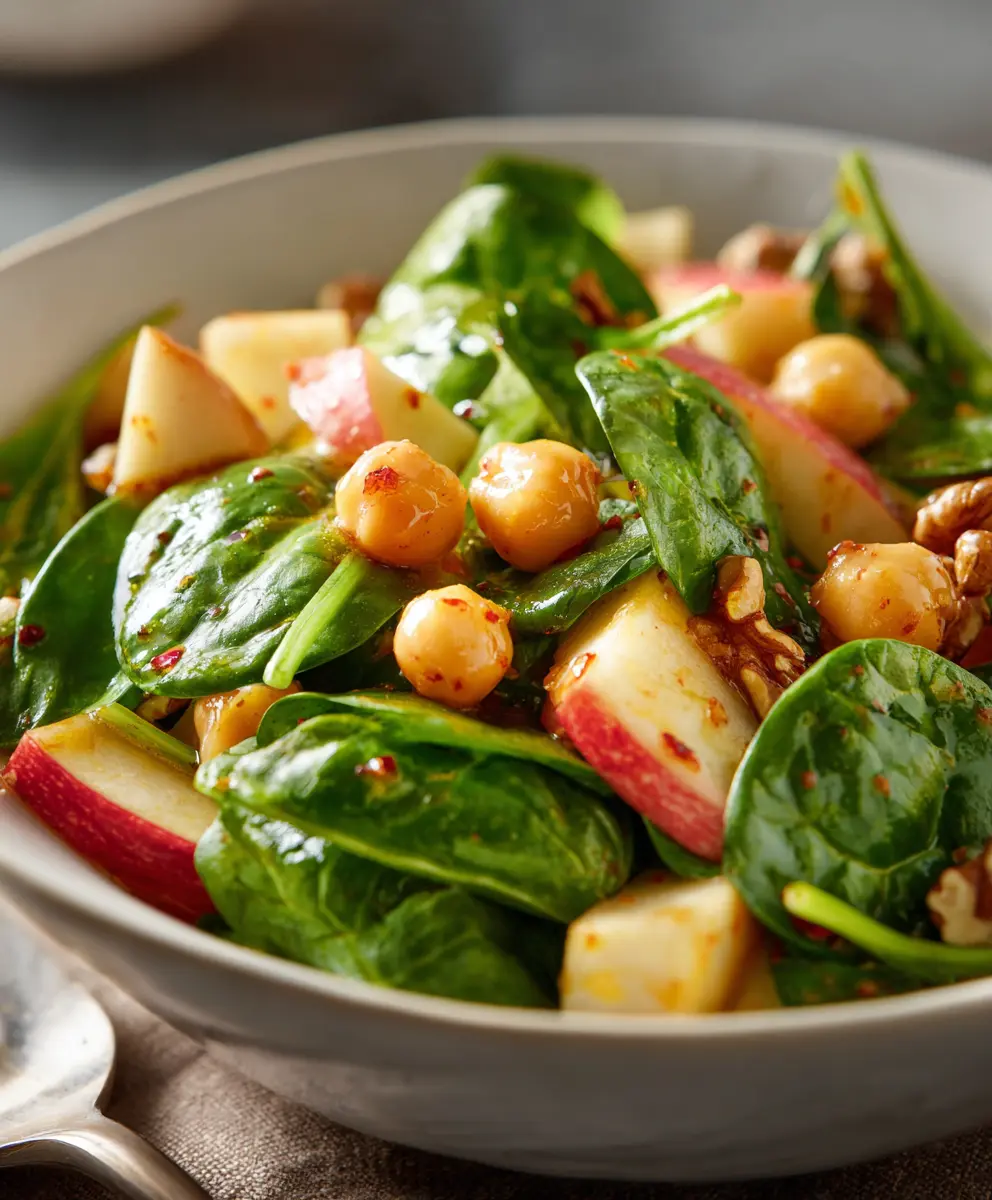 Spinach Apple Chickpea Salad (Vegan Meal Prep) — homemade Spinach Apple Chickpea Salad recipe