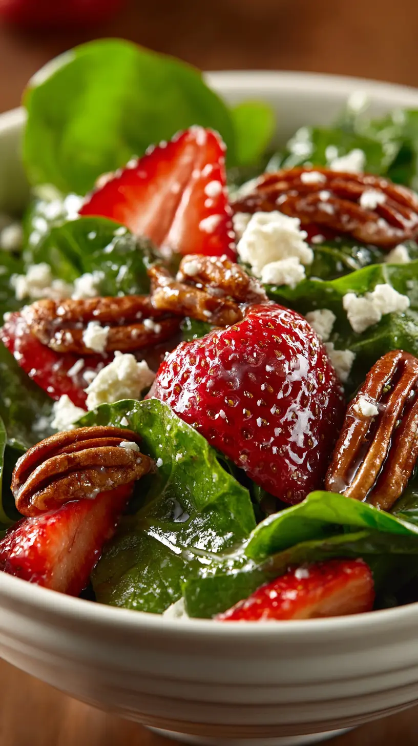 Step-by-step preparation of Strawberry Spinach Salad with Caramelized Pecans (Strawberry Spinach Salad)