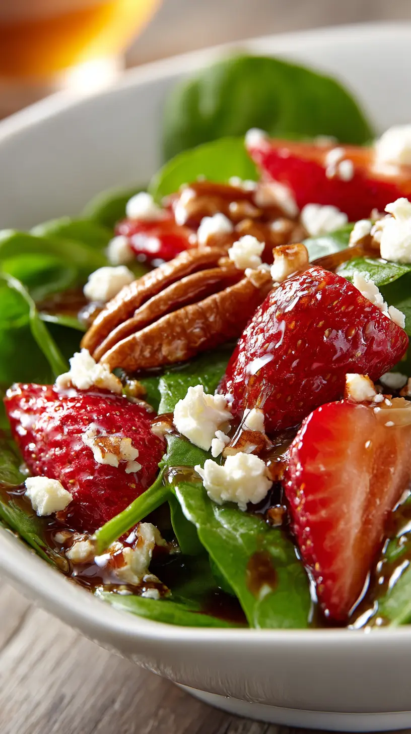 Serving suggestion for Strawberry Spinach Salad with Caramelized Pecans — Strawberry Spinach Salad