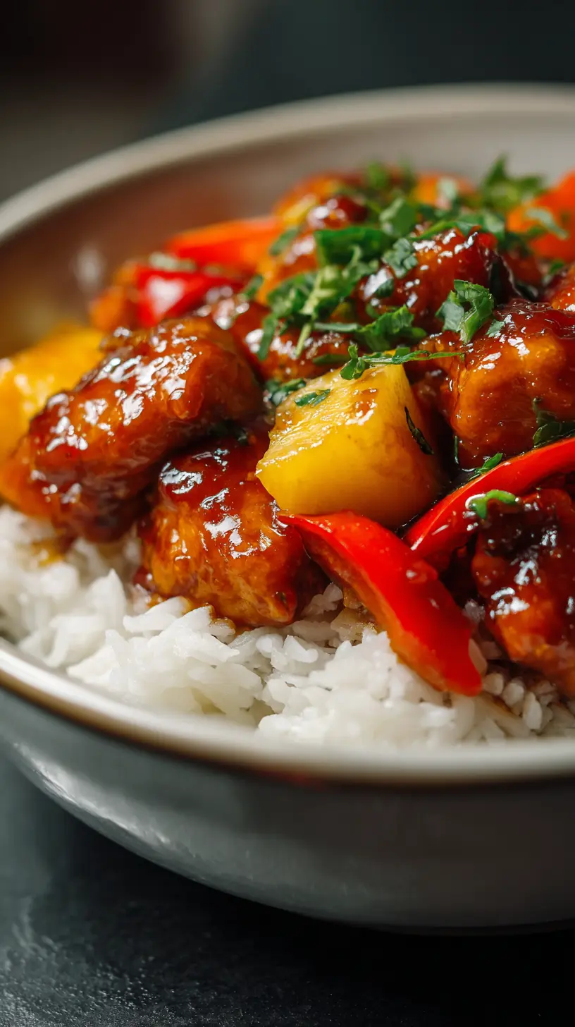 Step-by-step preparation of Sweet & Savory Pineapple Chicken and Rice Bowls (pineapple chicken and rice bowls)