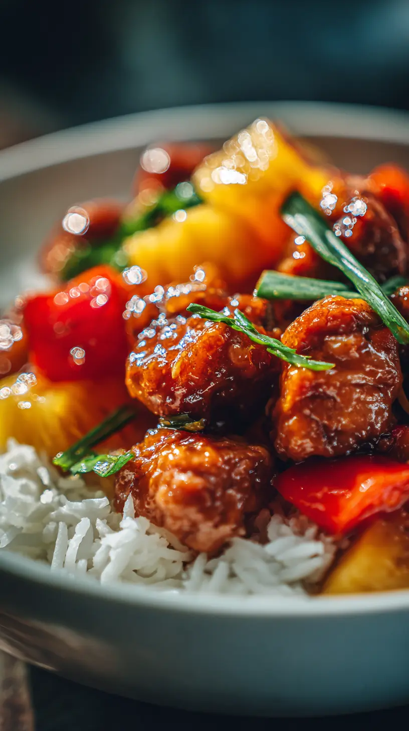 Serving suggestion for Sweet & Savory Pineapple Chicken and Rice Bowls — pineapple chicken and rice bowls