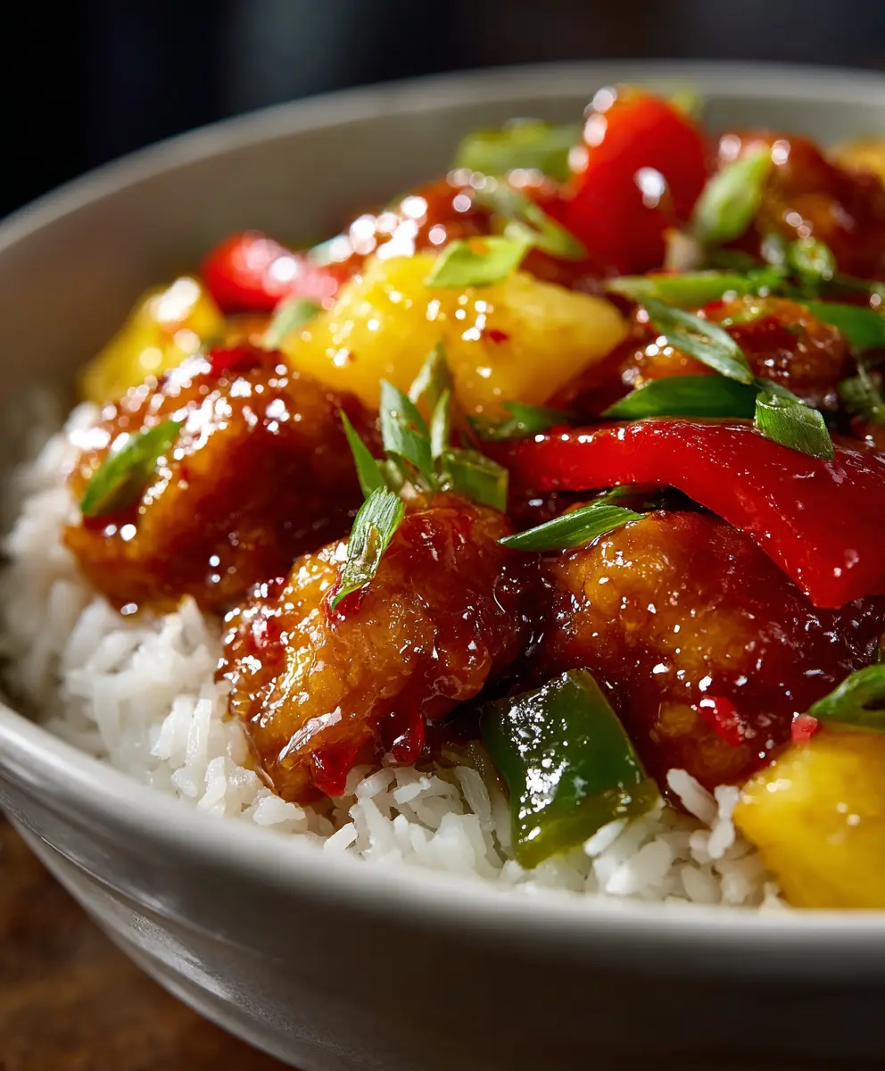 Sweet & Savory Pineapple Chicken and Rice Bowls — homemade pineapple chicken and rice bowls recipe
