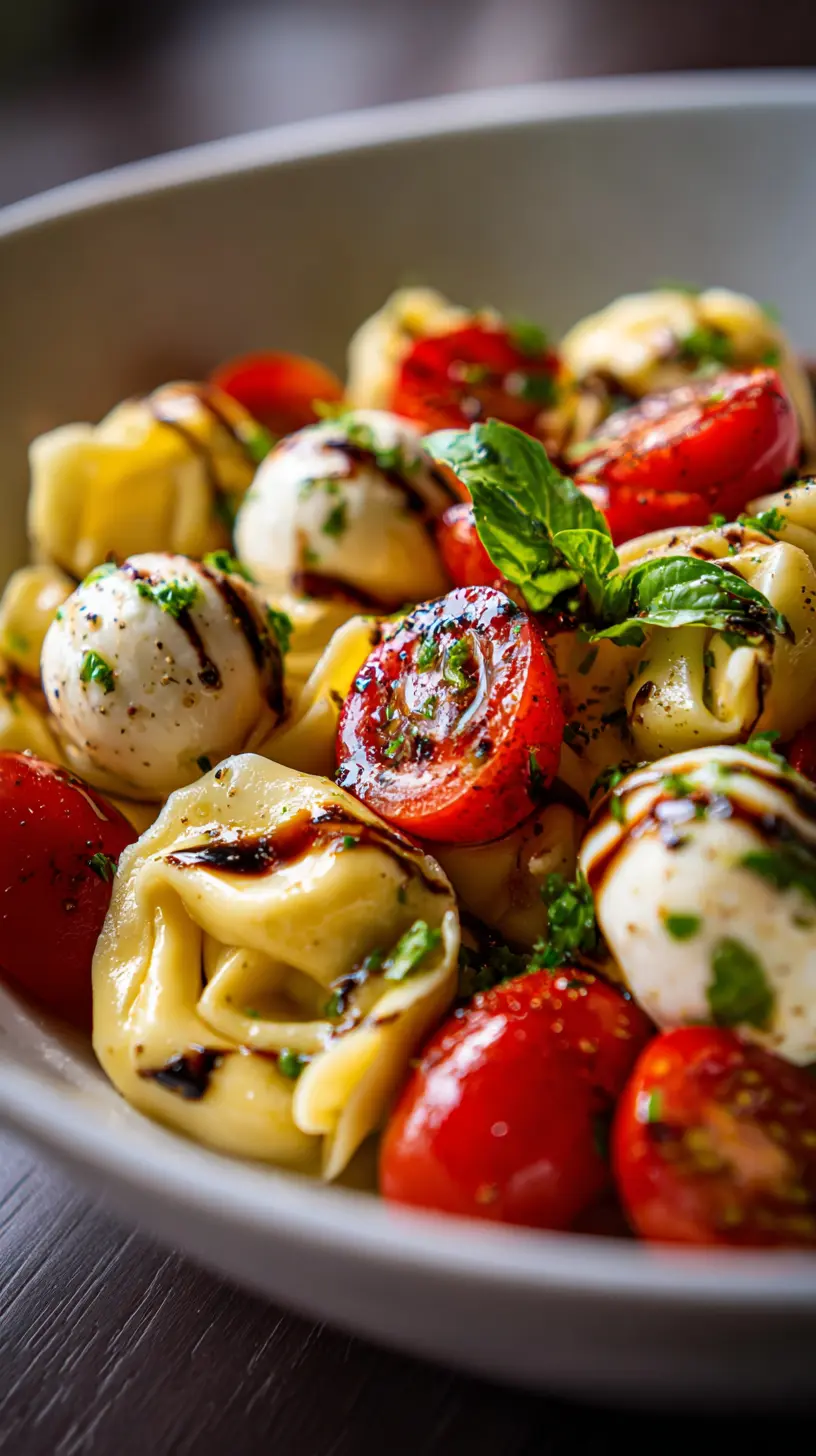 Serving suggestion for Tortellini Caprese Salad: A Fresh Twist on Classic Flavors — tortellini caprese salad