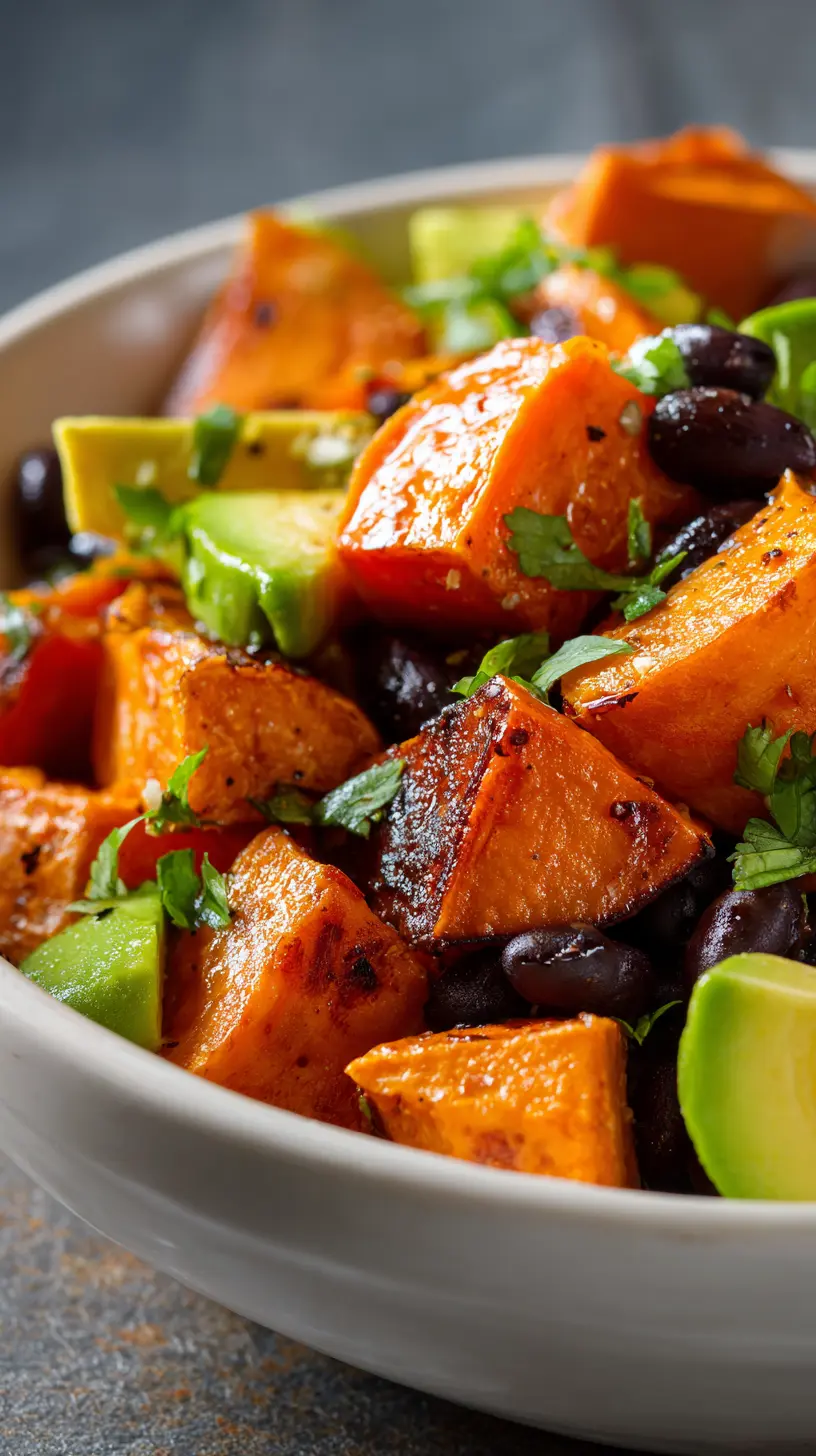Step-by-step preparation of Vegan Roasted Sweet Potato & Black Bean Salad (Vegan Roasted Sweet Potato & Black Bean Salad)