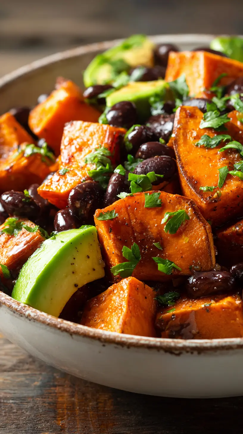 Serving suggestion for Vegan Roasted Sweet Potato & Black Bean Salad — Vegan Roasted Sweet Potato & Black Bean Salad
