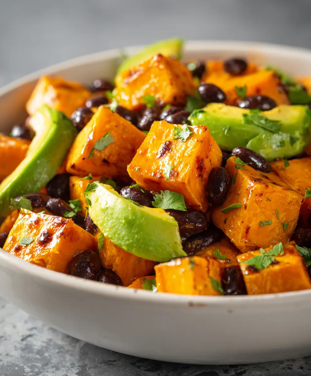 Vegan Roasted Sweet Potato & Black Bean Salad — homemade Vegan Roasted Sweet Potato & Black Bean Salad recipe