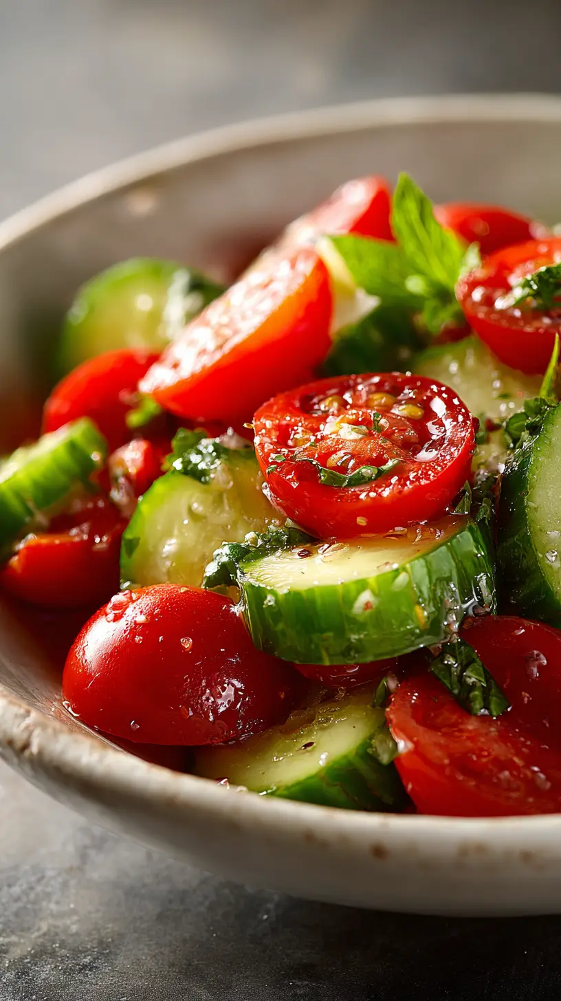 Serving suggestion for Vibrant Tomato Cucumber Salad for Refreshing Summer Bliss — tomato cucumber salad