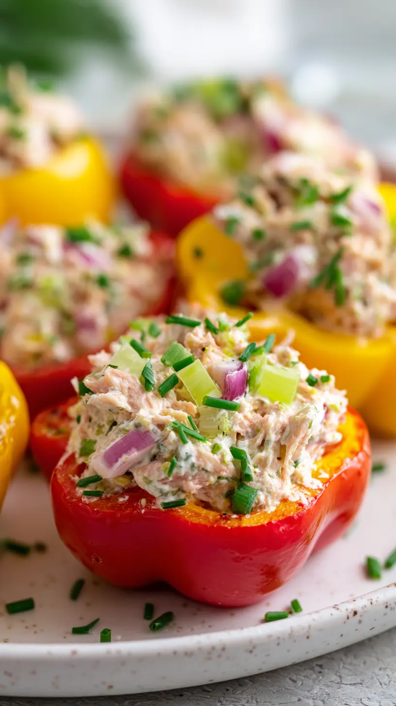 Step-by-step preparation of 10-Minute Low Calorie Tuna Salad Stuffed Peppers (tuna salad stuffed peppers)