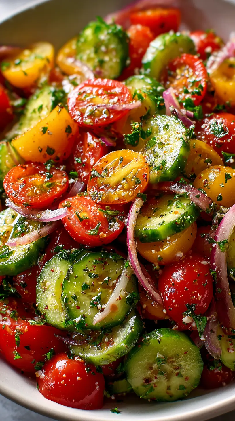 15-Minute Low Calorie Cucumber Tomato Salad Step-by-step preparation of 15-Minute Low Calorie Cucumber Tomato Salad (cucumber tomato salad)