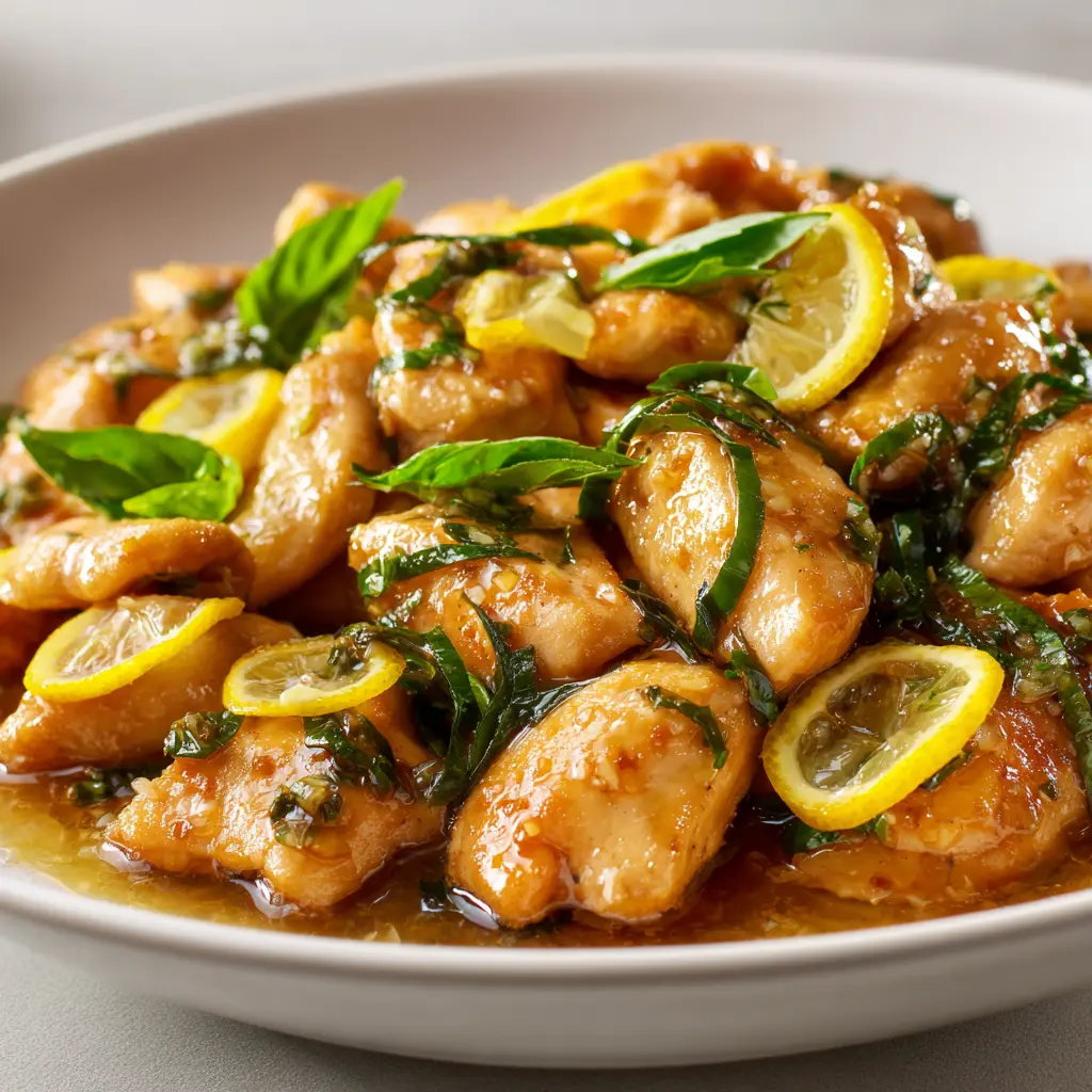 15-Minute Low Calorie Lemon Basil Chicken — homemade low calorie lemon basil chicken recipe
