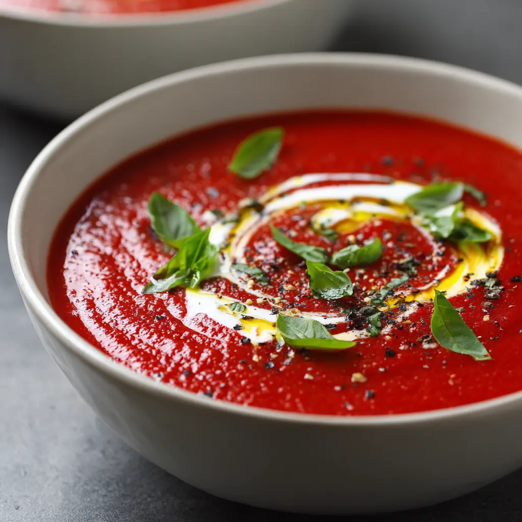 15-Minute Low Calorie Tomato Basil Blender Soup — homemade low calorie tomato basil soup recipe