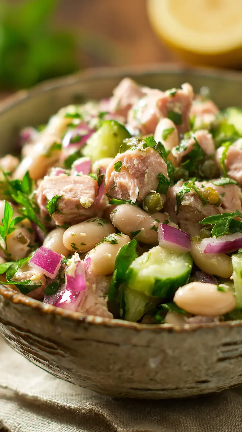 20-Minute High Protein Tuna and White Bean Salad Step-by-step preparation of 20-Minute High Protein Tuna and White Bean Salad (tuna and white bean salad)