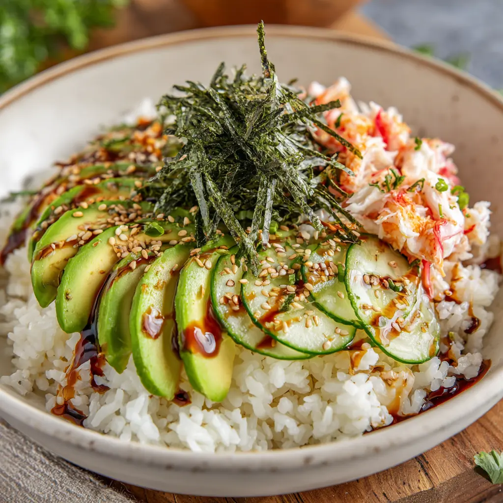 California Roll Sushi Bowls — homemade California Roll Sushi Bowls recipe