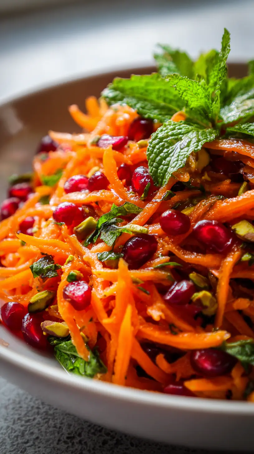 Step-by-step preparation of Carrot Salad With Pistachios, Pomegranate & Mint (carrot salad)