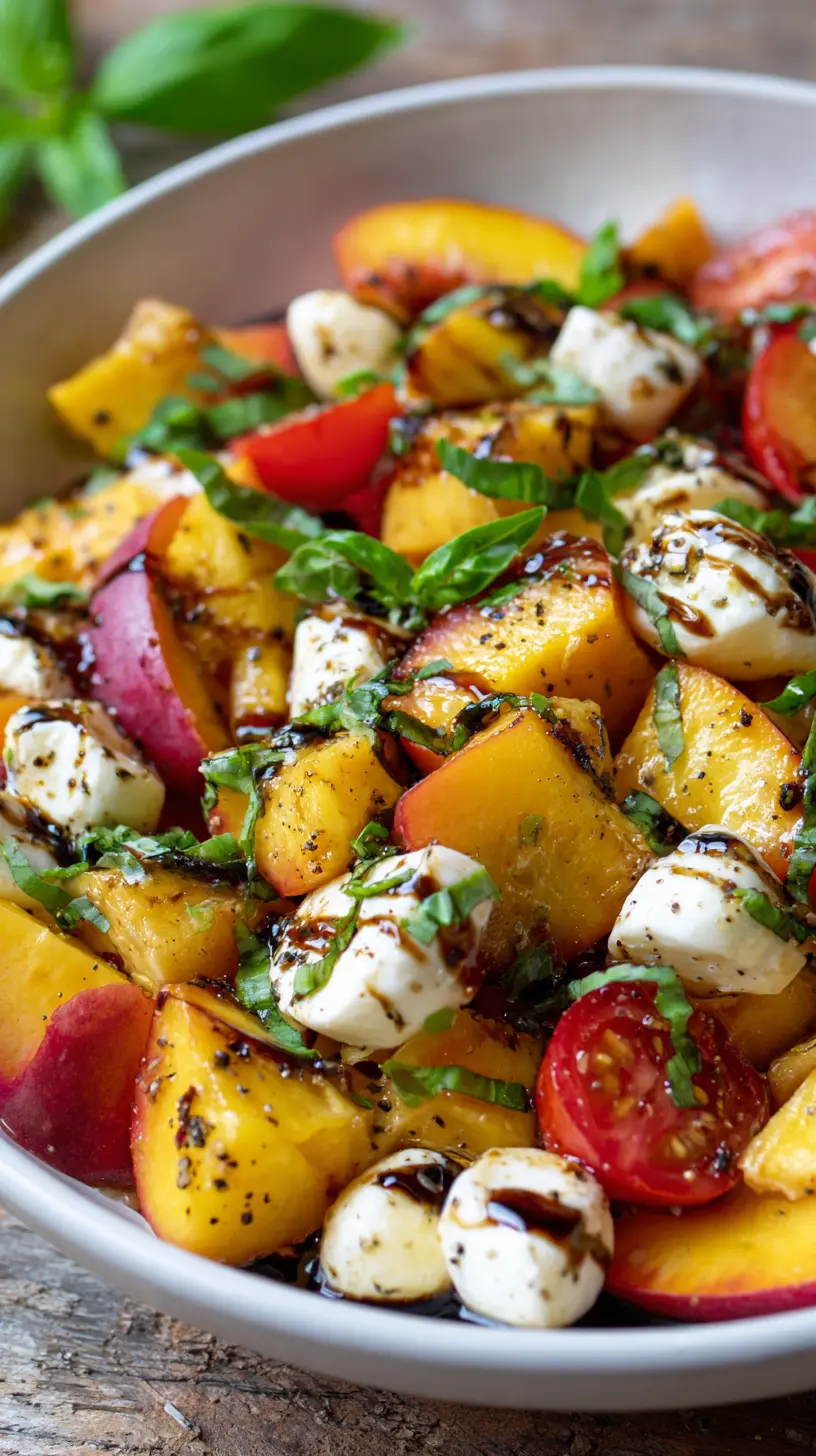 Chopped Peach Caprese Salad Serving suggestion for Chopped Peach Caprese Salad — Chopped Peach Caprese Salad