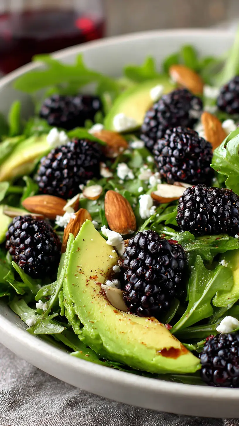 Delicious Blackberry Avocado and Arugula Salad Serving suggestion for Delicious Blackberry Avocado and Arugula Salad — blackberry avocado and arugula salad