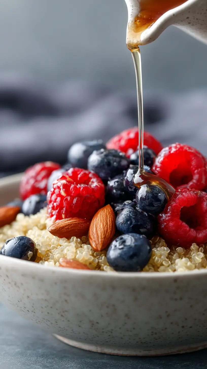 Serving suggestion for Easy Healthy Breakfast Quinoa Bowls with Fresh Berries — breakfast quinoa bowl