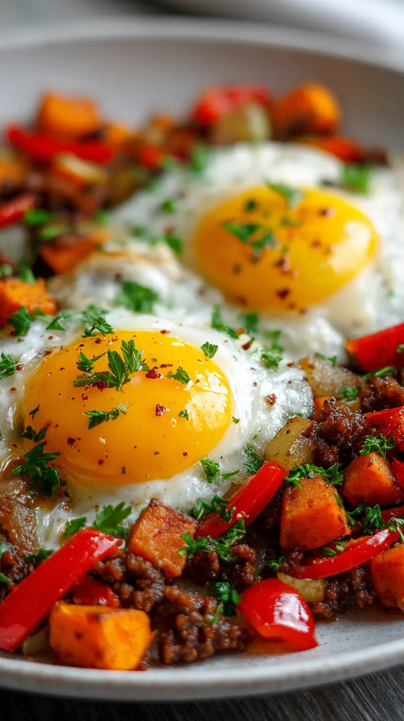 Step-by-step preparation of Easy Healthy Breakfast Sweet Potato and Beef Hash (sweet potato and beef hash)