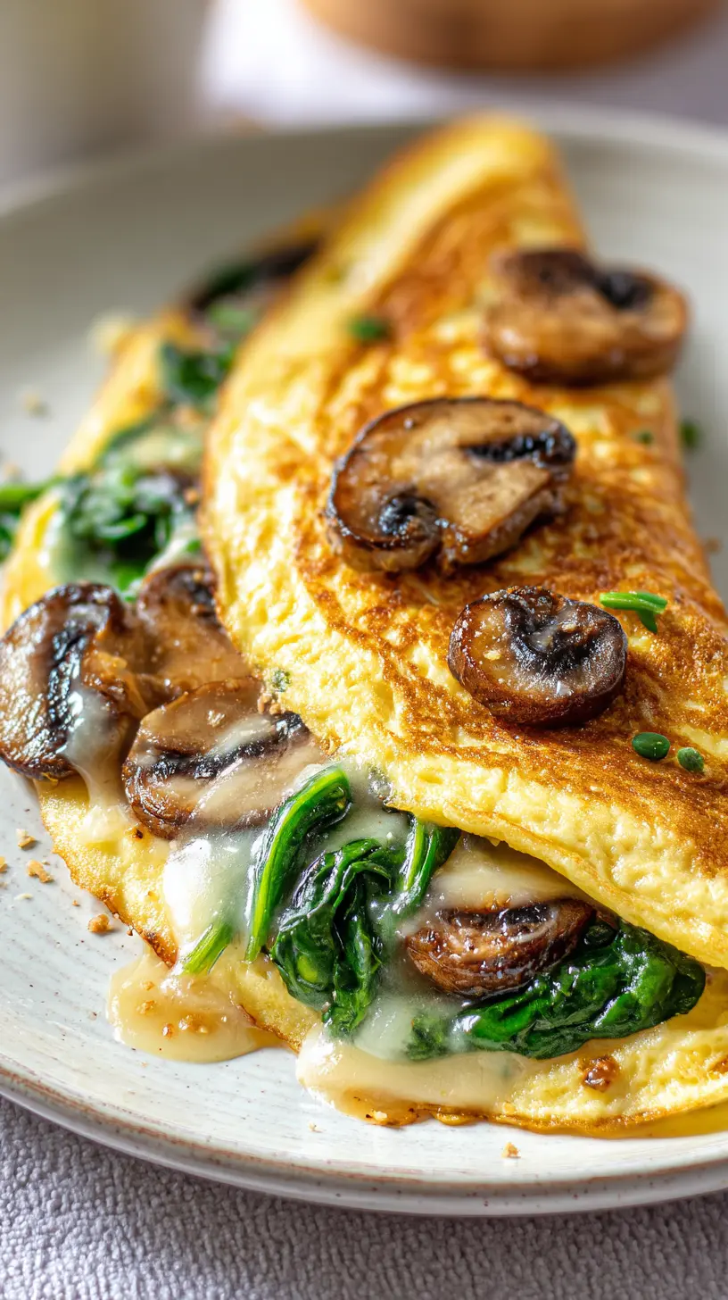 Step-by-step preparation of Easy High Protein Spinach and Mushroom Omelet (high protein spinach and mushroom omelet)