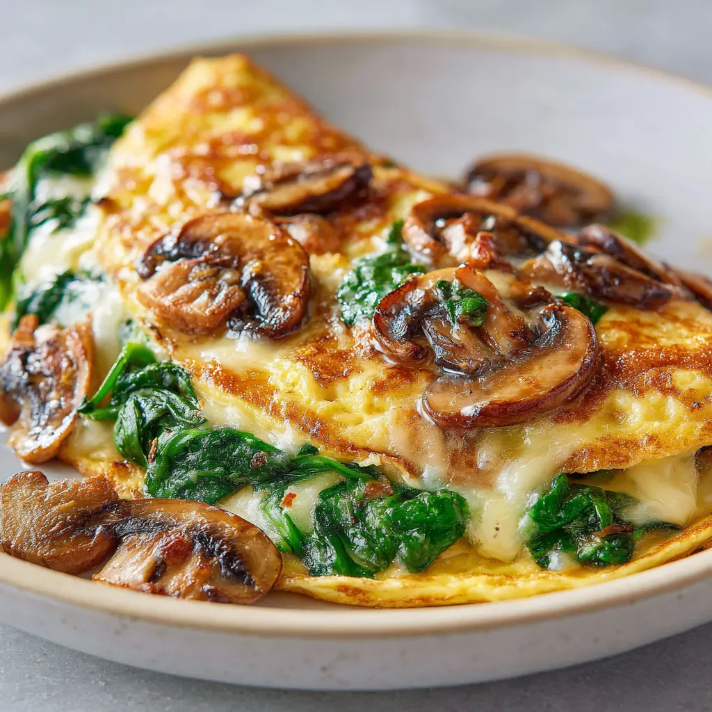 Easy High Protein Spinach and Mushroom Omelet — homemade high protein spinach and mushroom omelet recipe