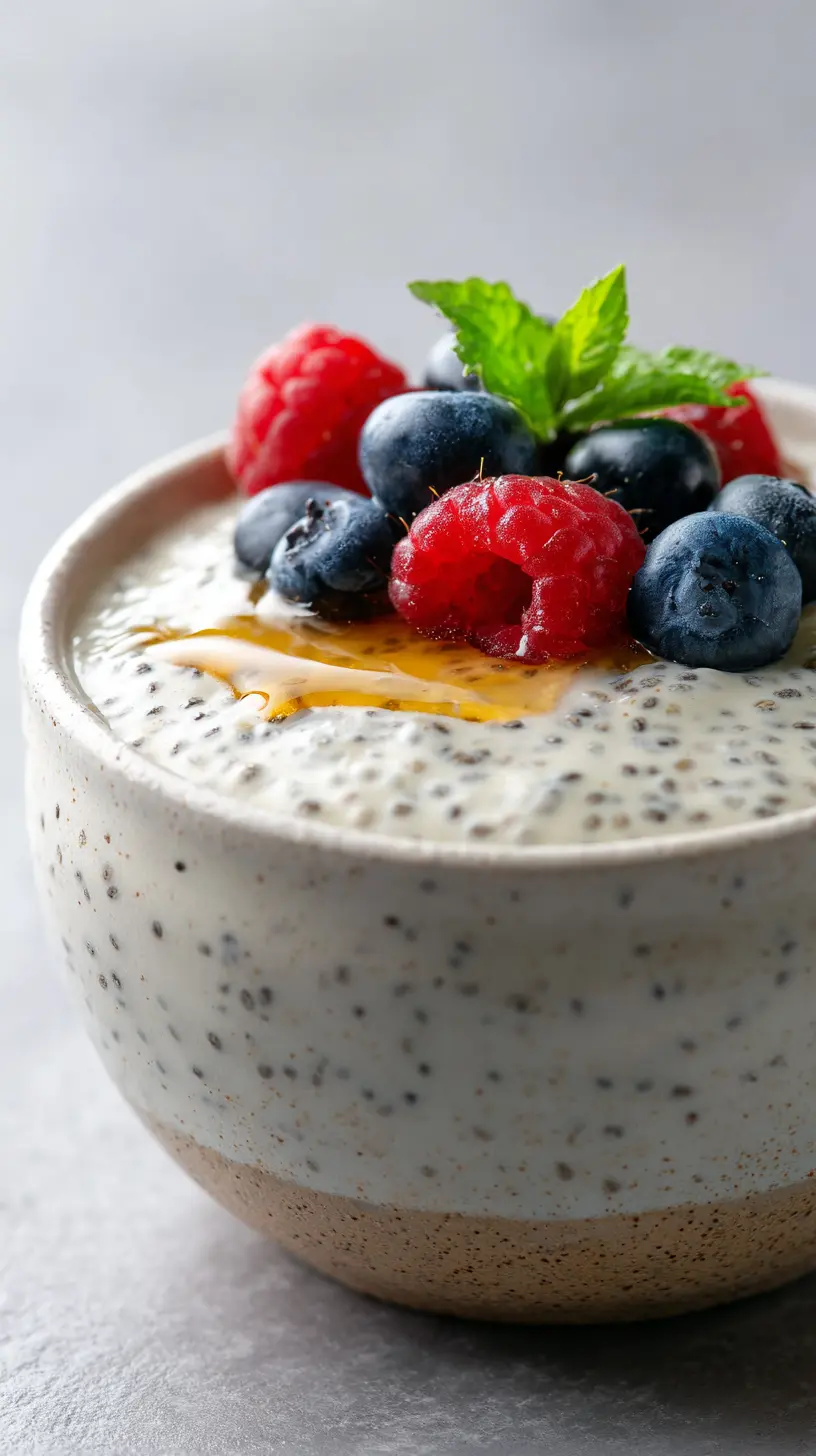 Easy High Protein Vanilla Bean Chia Pudding Serving suggestion for Easy High Protein Vanilla Bean Chia Pudding — high protein chia pudding