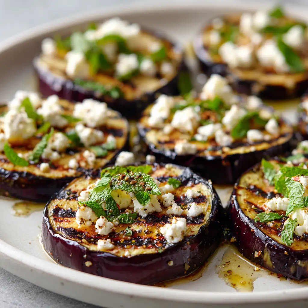 Easy Summer Grilled Eggplant with Crumbled Feta — homemade grilled eggplant with feta recipe