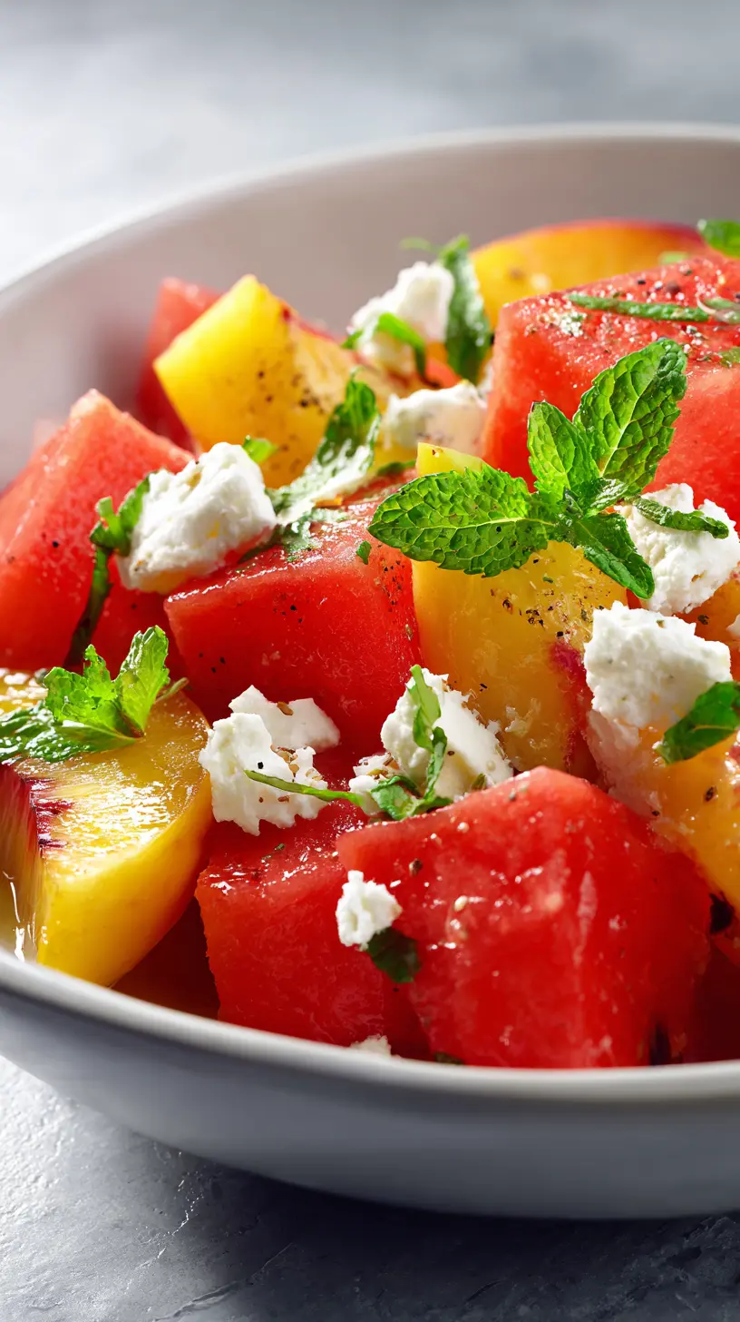 Step-by-step preparation of Easy Summer Peach Watermelon Salad (peach watermelon salad)