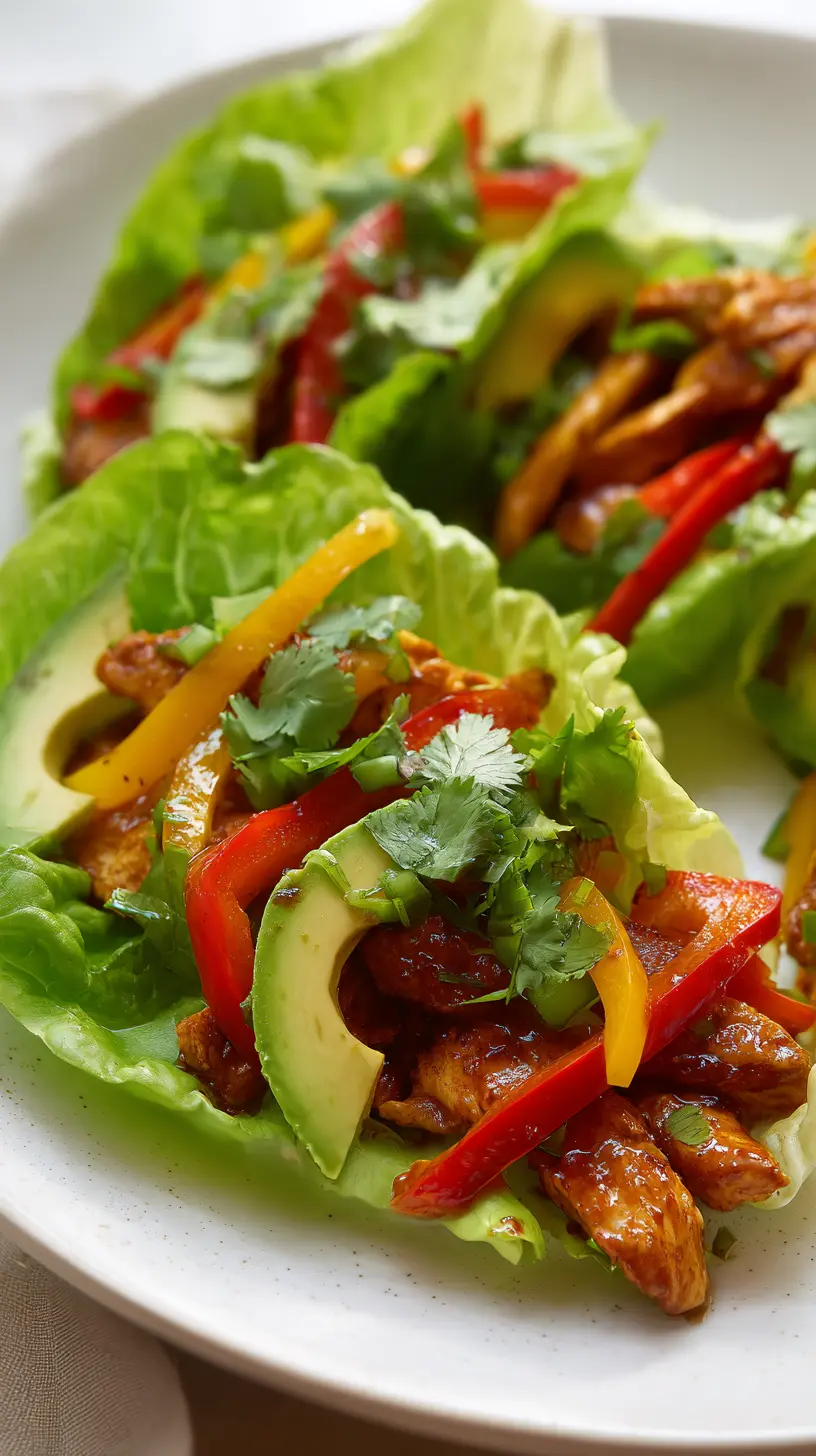 Healthy 20-Minute Chicken Fajita Lettuce Wraps Serving suggestion for Healthy 20-Minute Chicken Fajita Lettuce Wraps — chicken fajita lettuce wraps