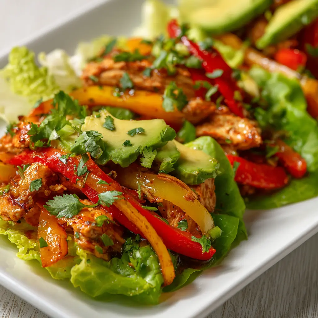 Healthy 20-Minute Chicken Fajita Lettuce Wraps — homemade chicken fajita lettuce wraps recipe