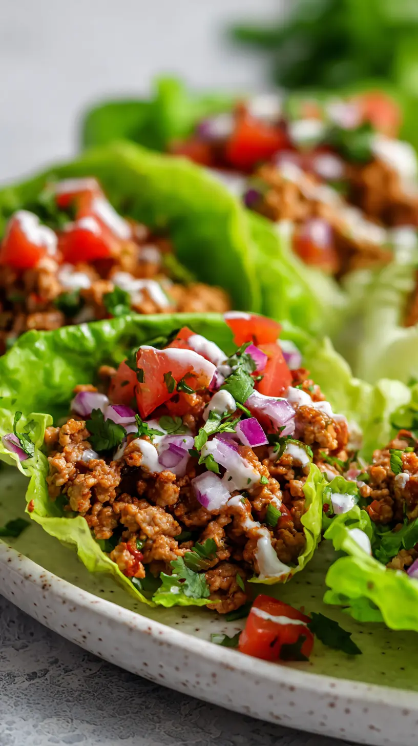 Serving suggestion for Healthy 20-Minute Turkey Burger Lettuce Wraps — turkey burger lettuce wraps