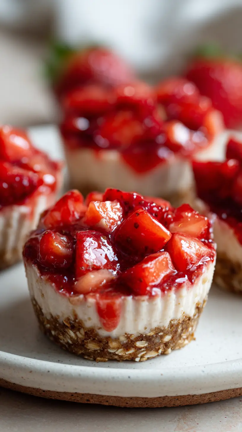 Healthy No Bake Strawberry Cheesecake Protein Cups Serving suggestion for Healthy No Bake Strawberry Cheesecake Protein Cups — strawberry cheesecake protein cups