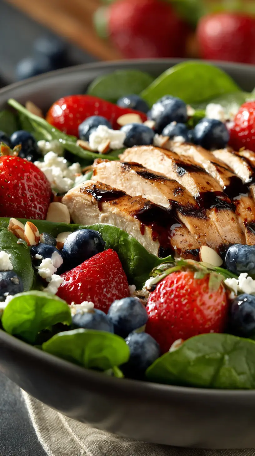 Healthy Summer Berry and Spinach Salad with Grilled Chicken Step-by-step preparation of Healthy Summer Berry and Spinach Salad with Grilled Chicken (Summer Berry and Spinach Salad)