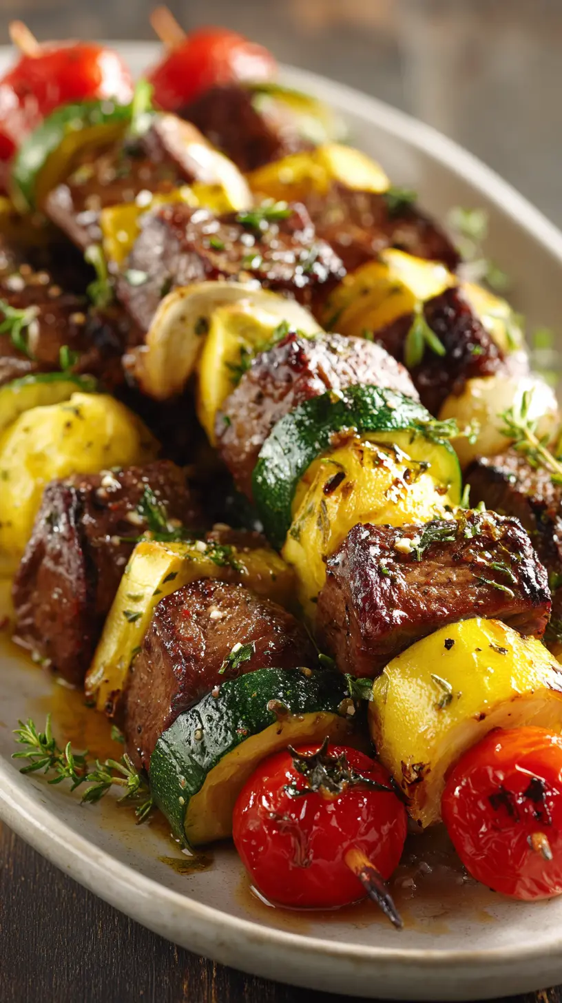 Healthy Summer Squash and Grilled Beef Skewers Step-by-step preparation of Healthy Summer Squash and Grilled Beef Skewers (grilled beef skewers)