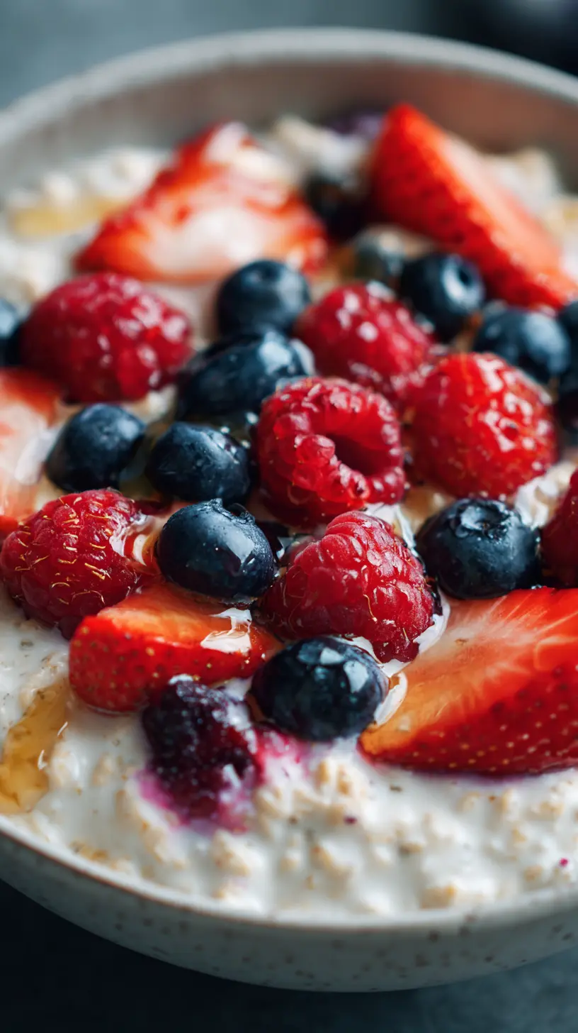 Step-by-step preparation of High Protein Overnight Oats with Fresh Summer Berries (high protein overnight oats)