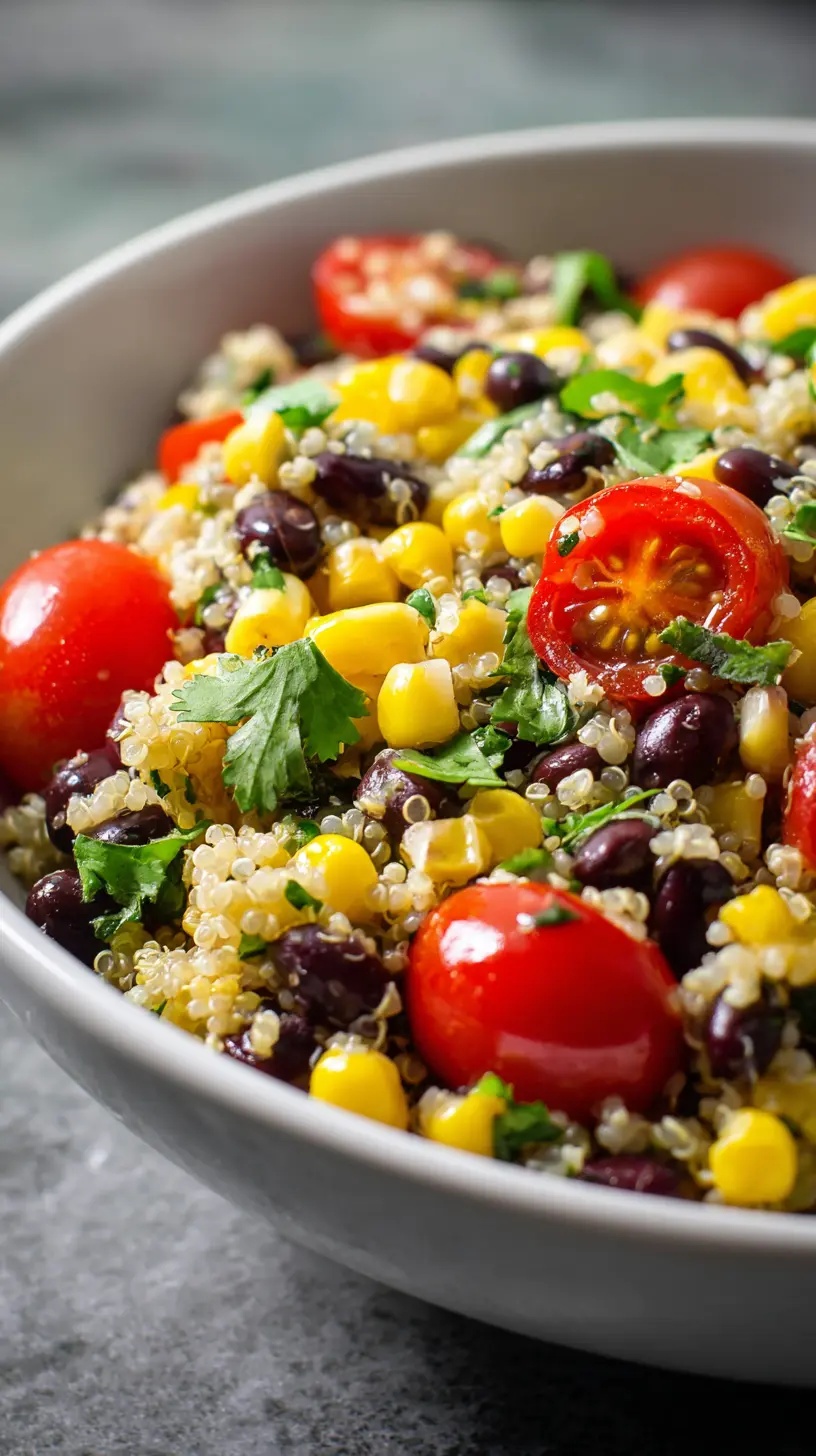 High Protein Summer Quinoa and Black Bean Salad Step-by-step preparation of High Protein Summer Quinoa and Black Bean Salad (high protein quinoa black bean salad)