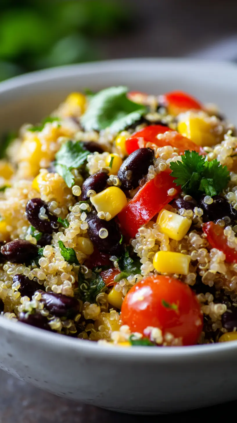 High Protein Summer Quinoa and Black Bean Salad Serving suggestion for High Protein Summer Quinoa and Black Bean Salad — high protein quinoa black bean salad