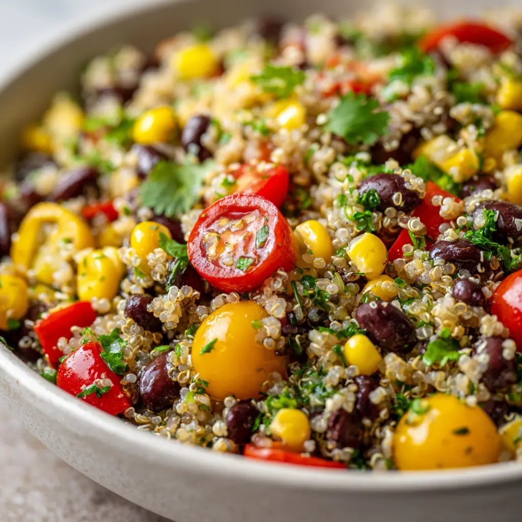 High Protein Summer Quinoa and Black Bean Salad — homemade high protein quinoa black bean salad recipe