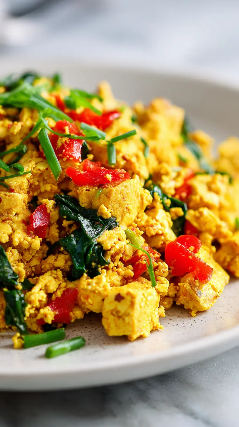 High Protein Vegan Tofu Scramble for Breakfast Serving suggestion for High Protein Vegan Tofu Scramble for Breakfast — high protein tofu scramble