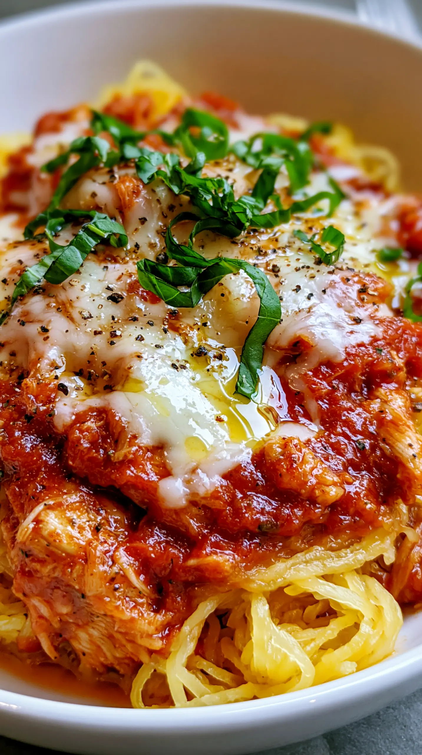 Low Calorie Spaghetti Squash with Marinara and Chicken Step-by-step preparation of Low Calorie Spaghetti Squash with Marinara and Chicken (Low Calorie Spaghetti Squash)