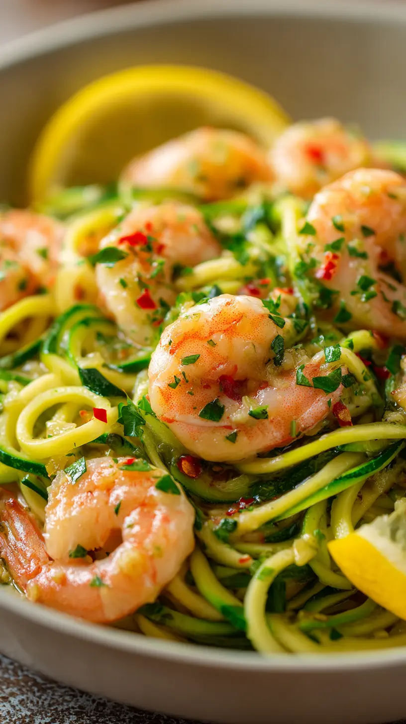 Step-by-step preparation of Low Calorie Zucchini Noodles with Garlic Shrimp (garlic shrimp zucchini noodles)