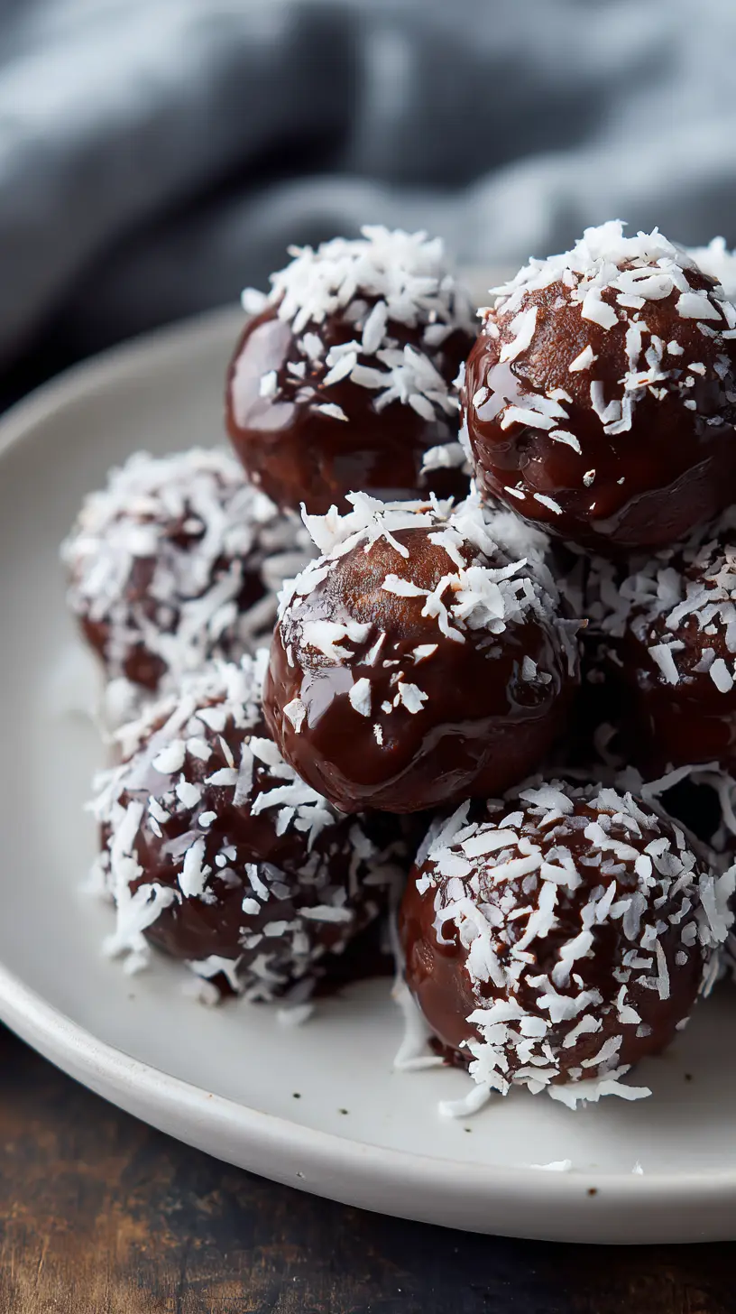 No-Bake Healthy Chocolate Coconut Energy Truffles Serving suggestion for No-Bake Healthy Chocolate Coconut Energy Truffles — healthy chocolate coconut energy truffles