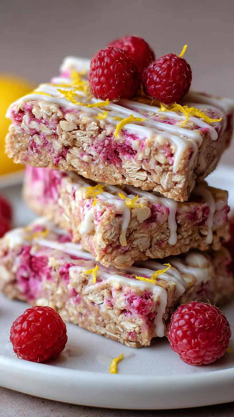 No-Bake Lemon Raspberry Protein Bars Serving suggestion for No-Bake Lemon Raspberry Protein Bars — no-bake lemon raspberry protein bars