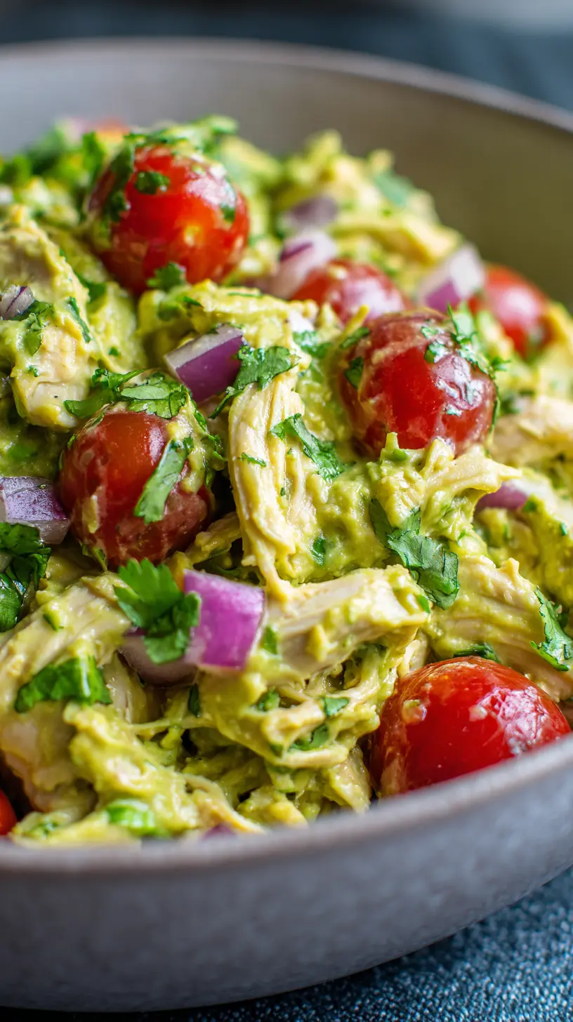 Protein-Packed Guacamole Chicken Salad Serving suggestion for Protein-Packed Guacamole Chicken Salad — guacamole chicken salad
