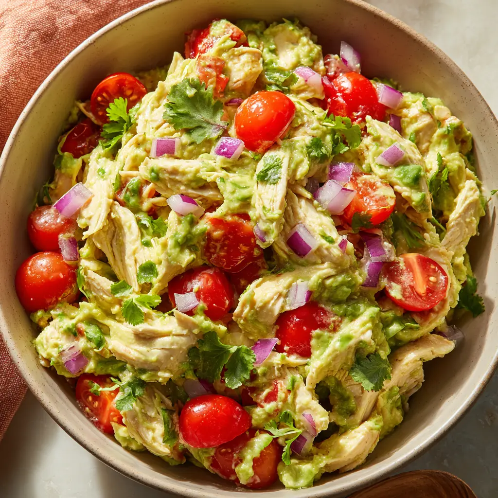 Protein-Packed Guacamole Chicken Salad — homemade guacamole chicken salad recipe