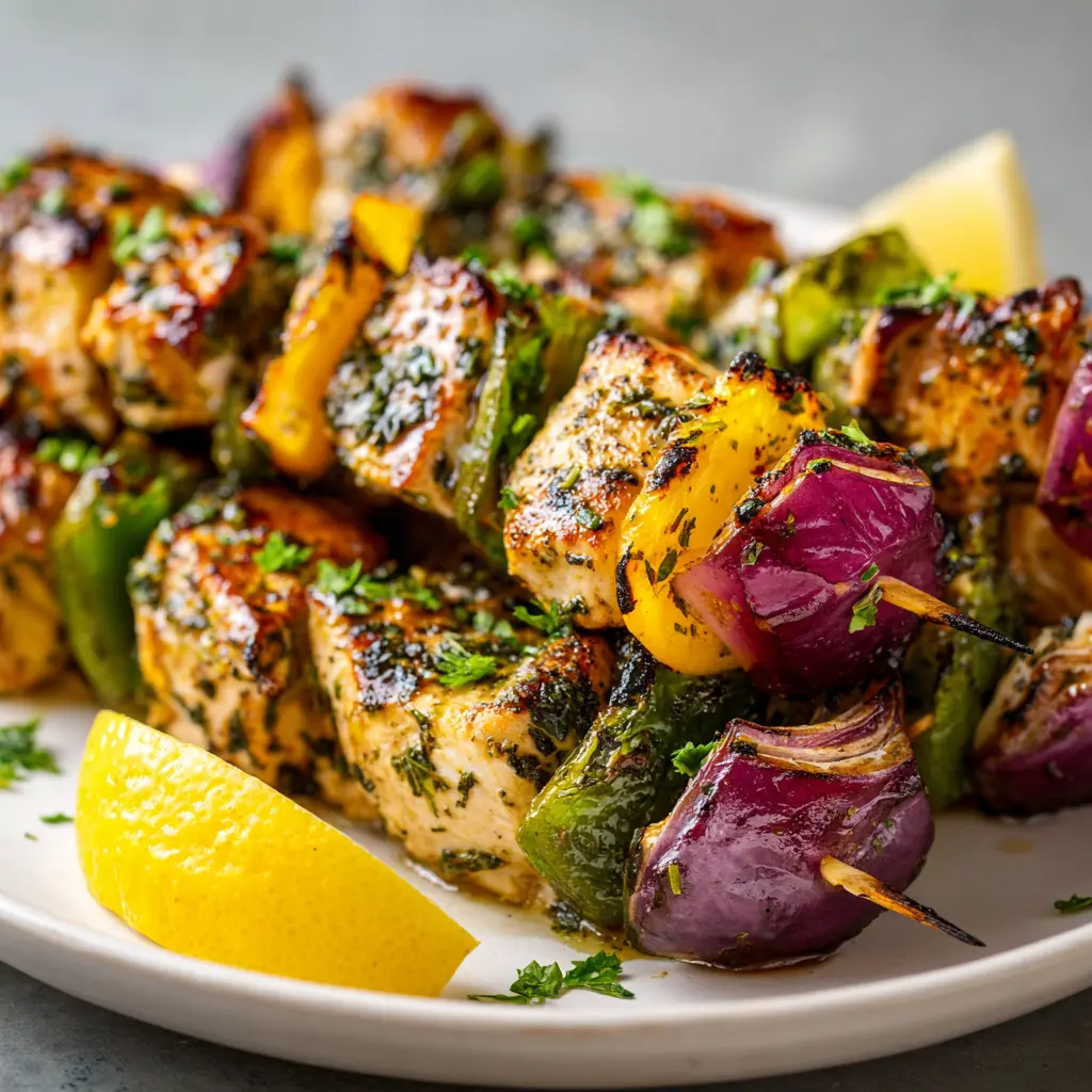 Quick Healthy Greek Chicken Souvlaki Skewers — homemade Greek chicken souvlaki skewers recipe