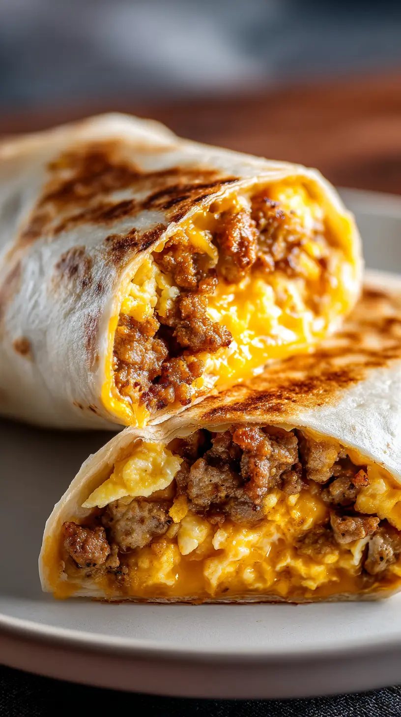 Quick High Protein Breakfast Turkey Sausage Burrito Serving suggestion for Quick High Protein Breakfast Turkey Sausage Burrito — high protein breakfast burrito