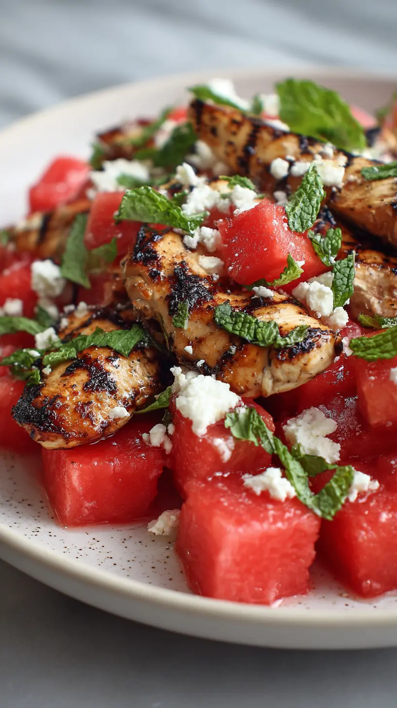 Step-by-step preparation of Quick Summer Grilled Chicken and Watermelon Salad (grilled chicken and watermelon salad)